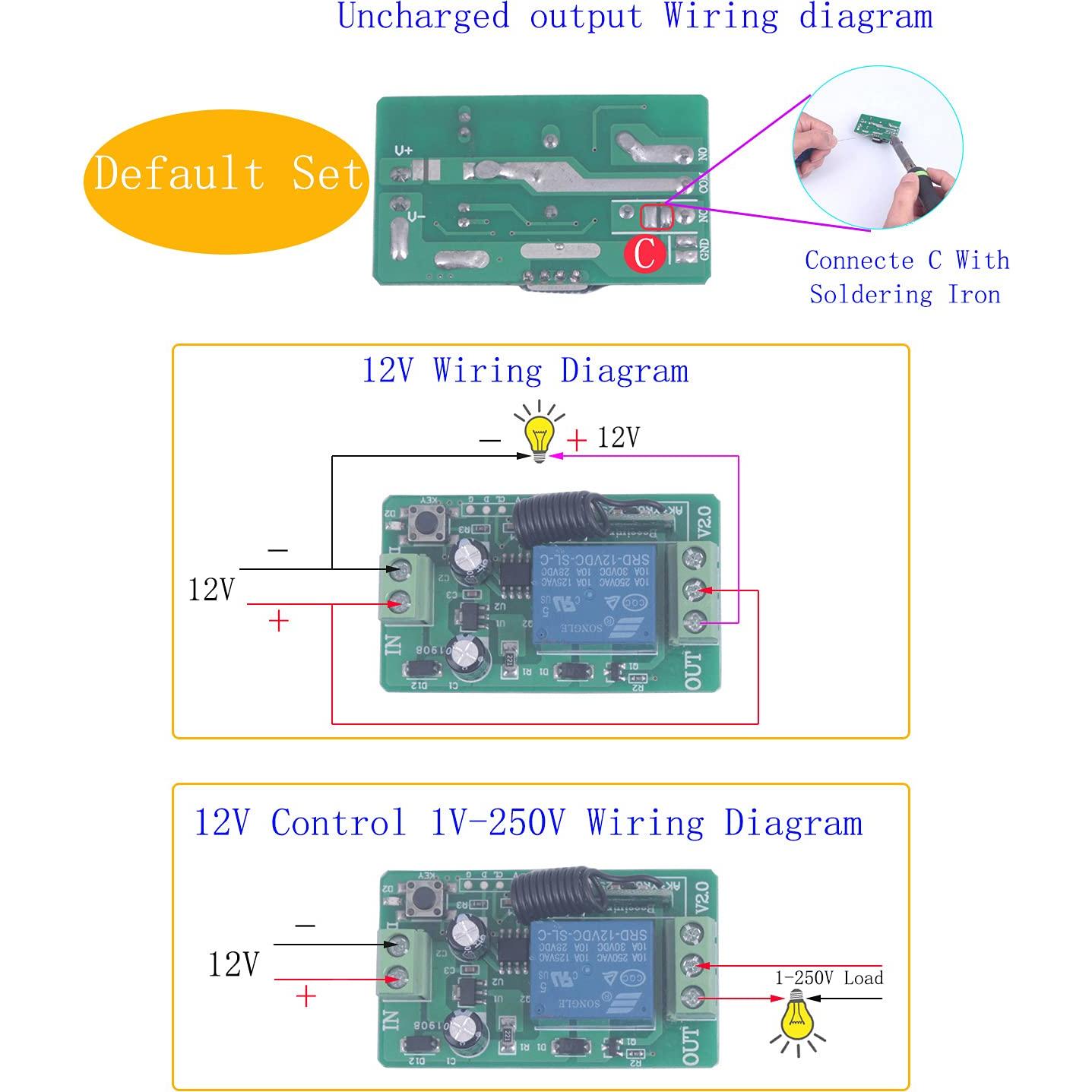Interruptor Inalámbrico DC 12V 10A Mangood Control Remoto