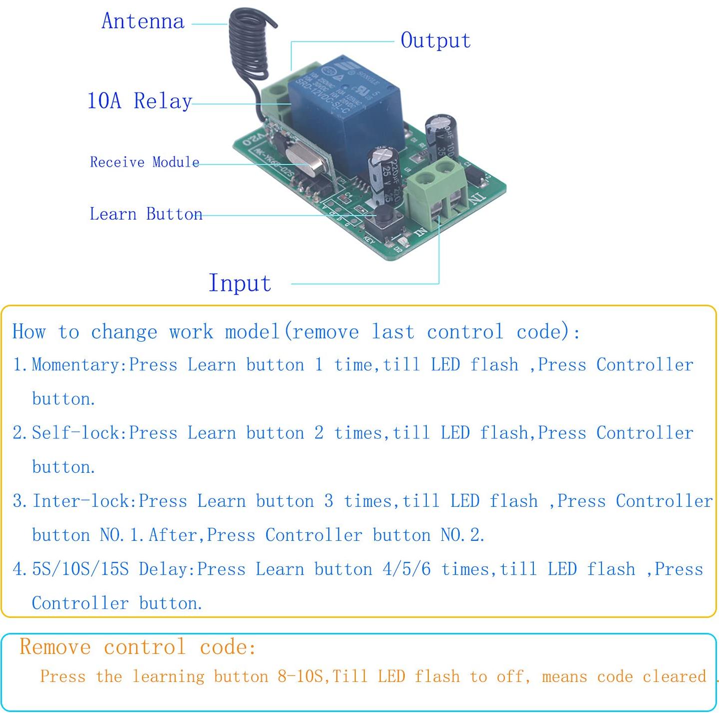 Interruptor Inalámbrico DC 12V 10A Mangood Control Remoto