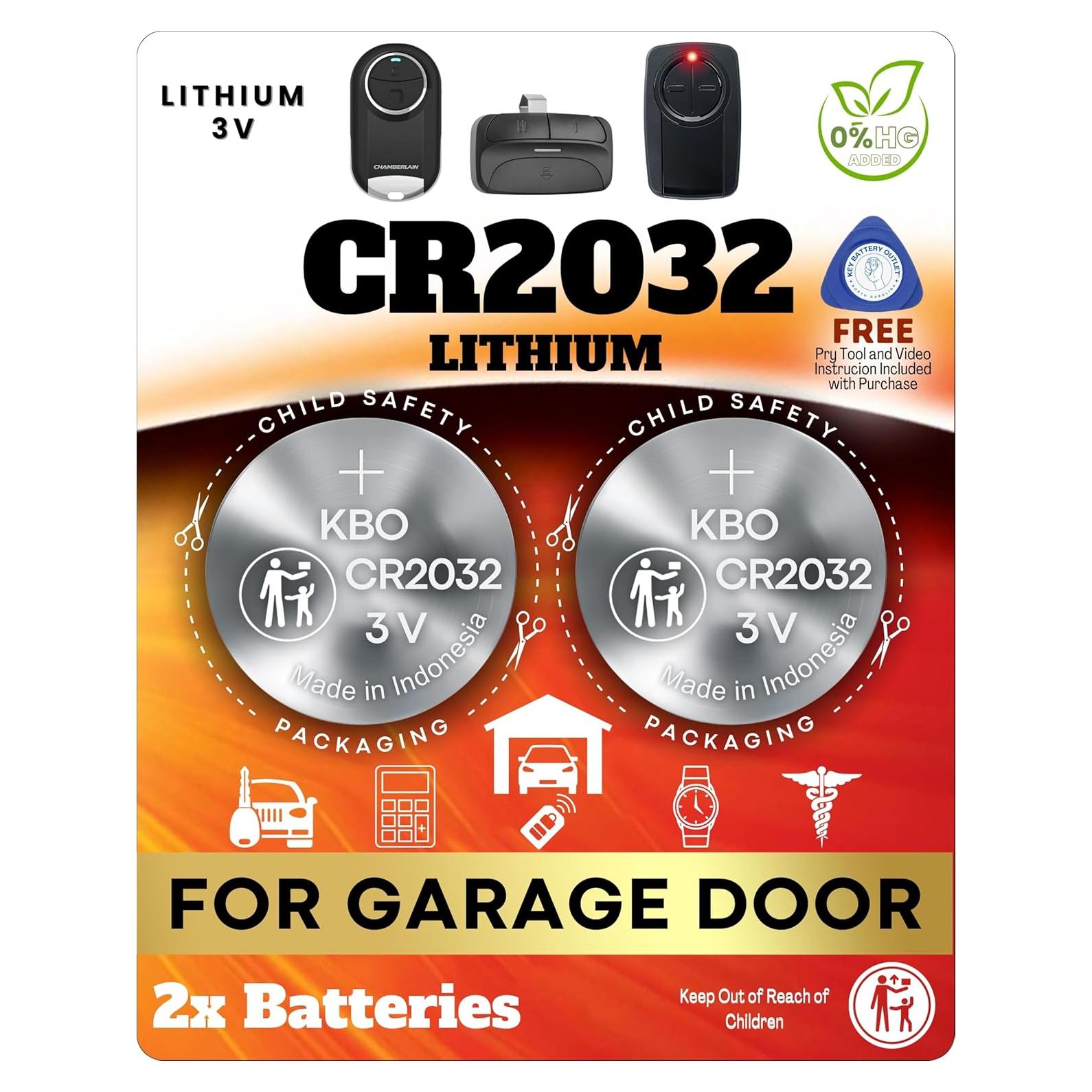Baterías CR2032 de Litio - Paquete de 2 para Abridores de Garaje