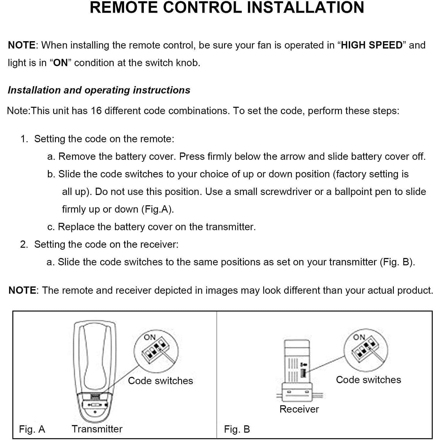Control Remoto Hampton Bay UC7078T para Ventilador de Techo