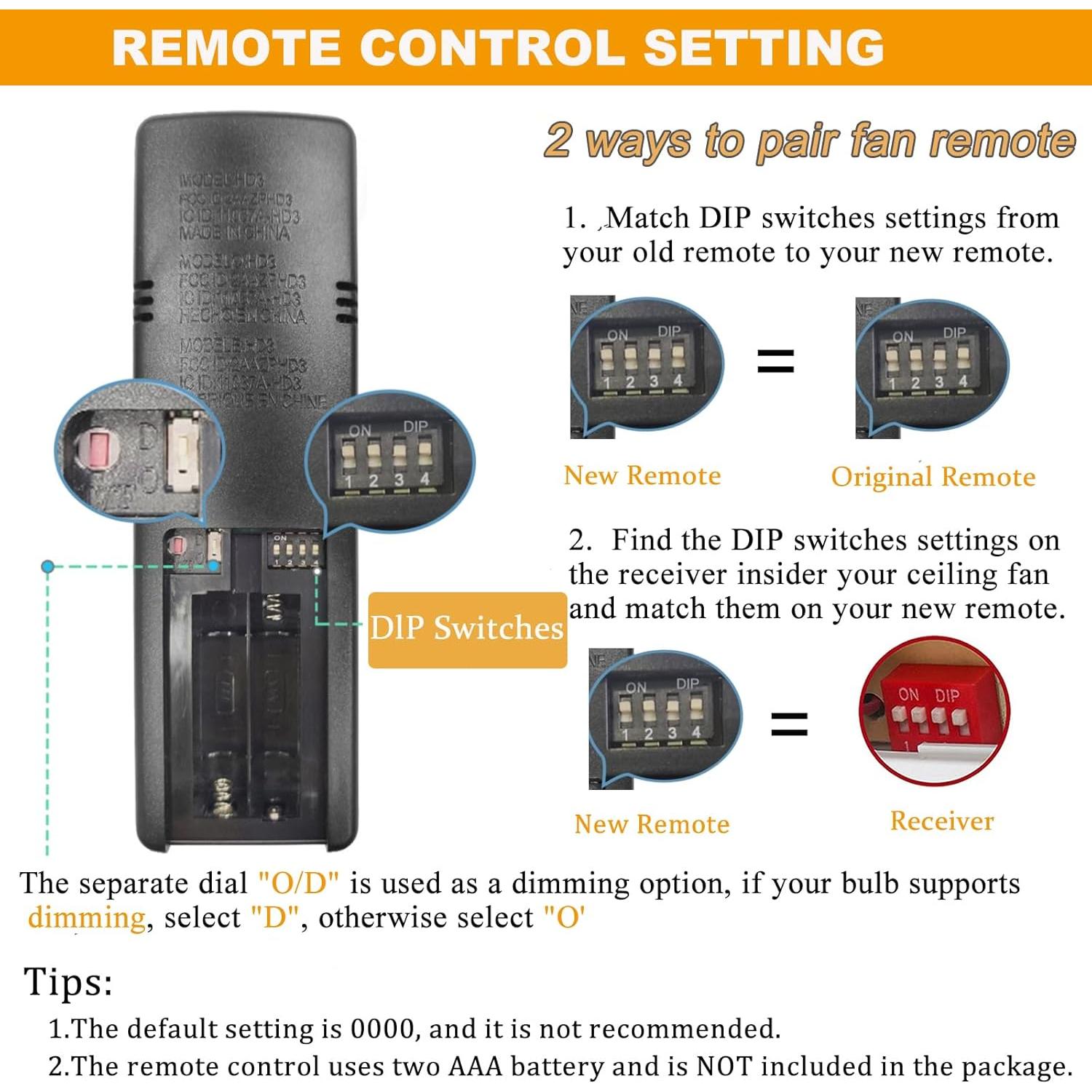 Control Remoto para Ventilador de Techo Breeze Bay HD3 3 Velocidades