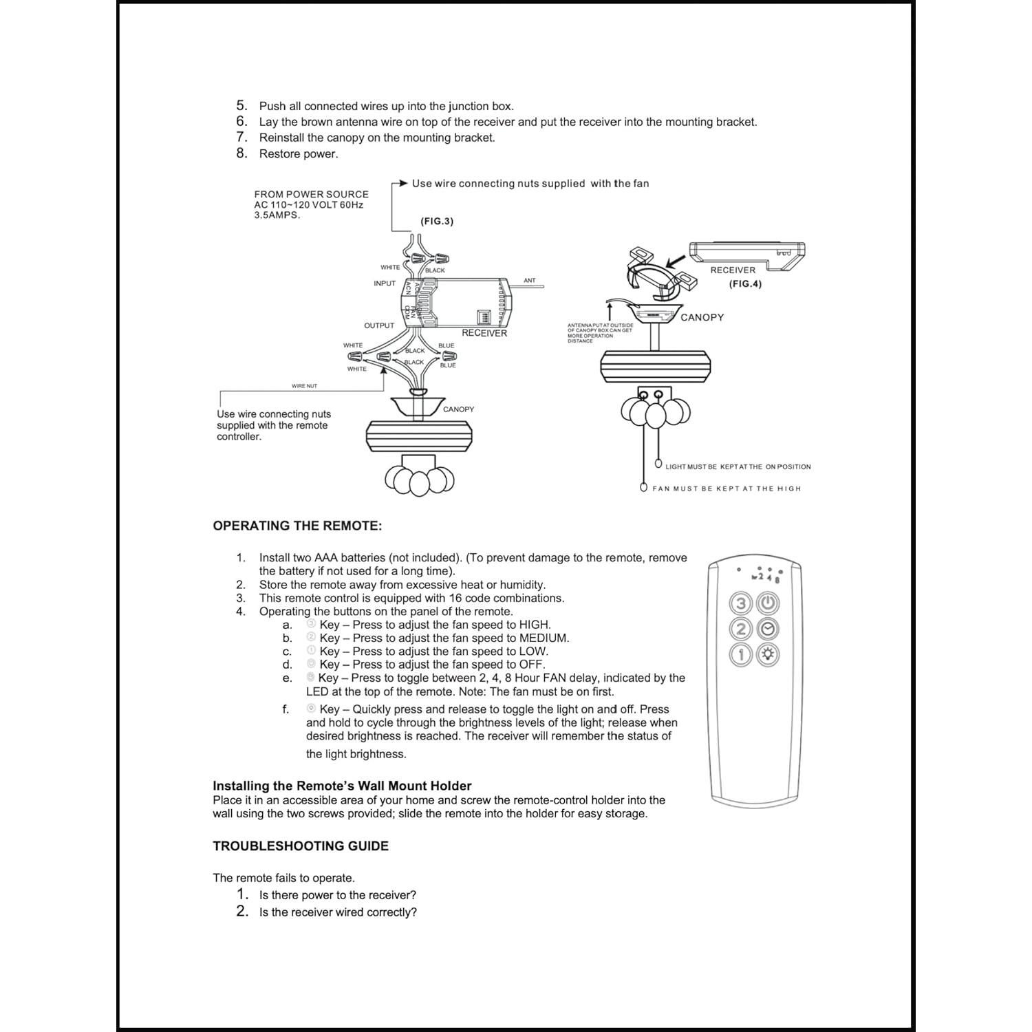Kit Control Remoto Ventilador Techo Anderic 63T-AC83T