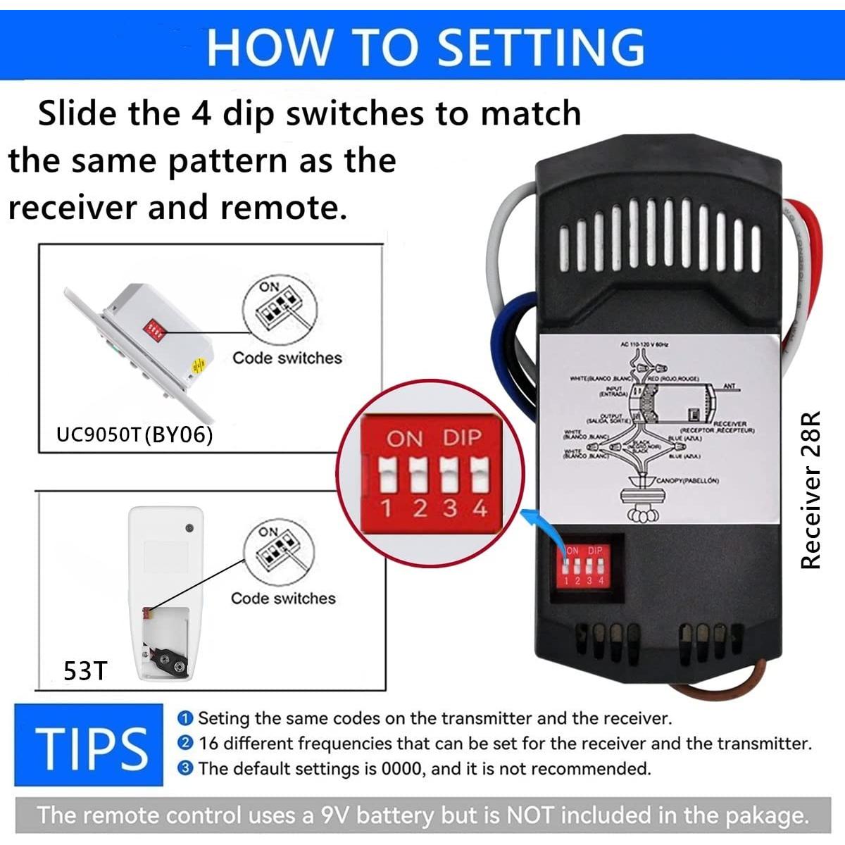 Control Remoto para Ventilador de Techo Nexete BY06 con Regulador de Luz