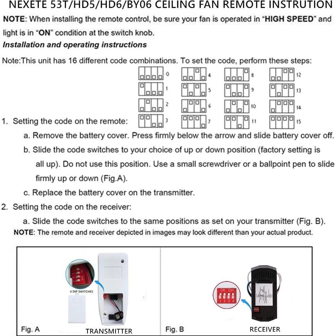 Control Remoto para Ventilador de Techo Nexete BY06 con Regulador de Luz