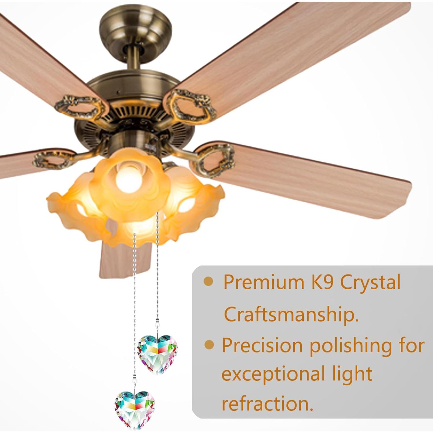 Cadenas de Extensión para Ventilador de Techo Hyamass - 2 Piezas con Colgante de Cristal