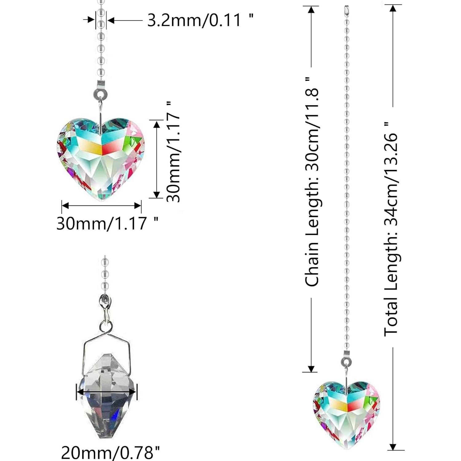 Cadenas de Extensión para Ventilador de Techo Hyamass - 2 Piezas con Colgante de Cristal