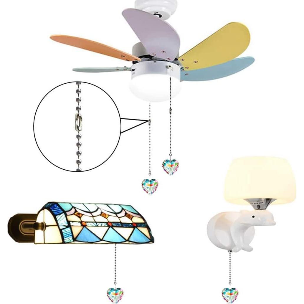 Cadenas de Extensión para Ventilador de Techo Hyamass - 2 Piezas con Colgante de Cristal