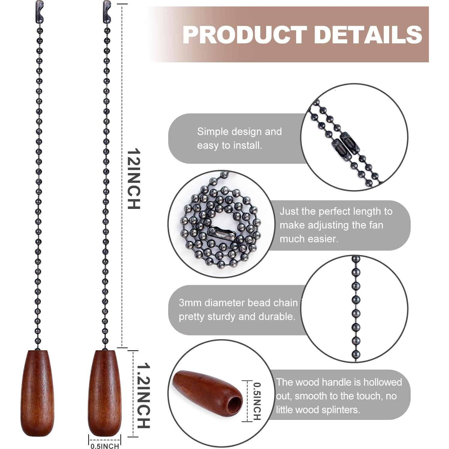 Juego de 6 Extensores de Cadenas de Tirar para Ventilador de Techo YEONHWA