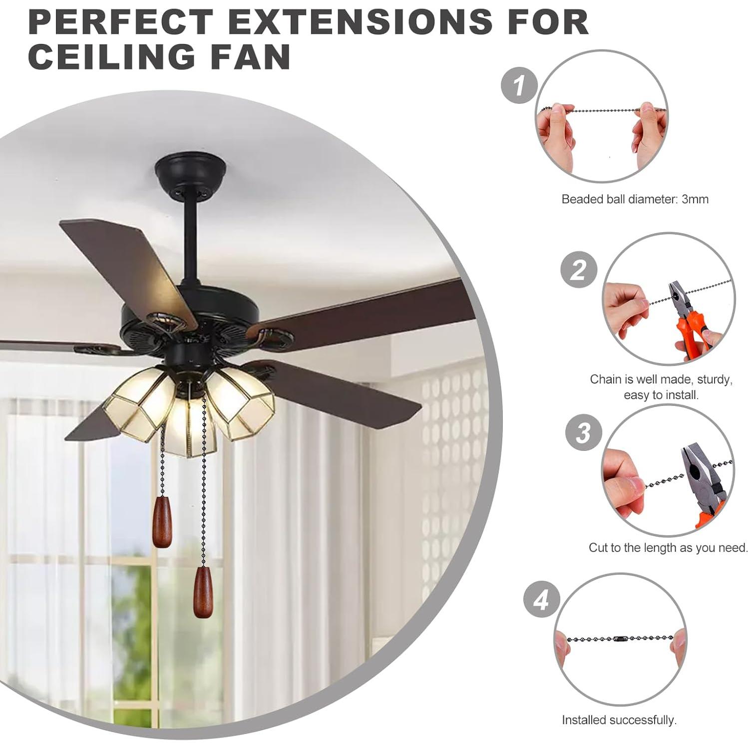 Juego de 6 Extensores de Cadenas de Tirar para Ventilador de Techo YEONHWA