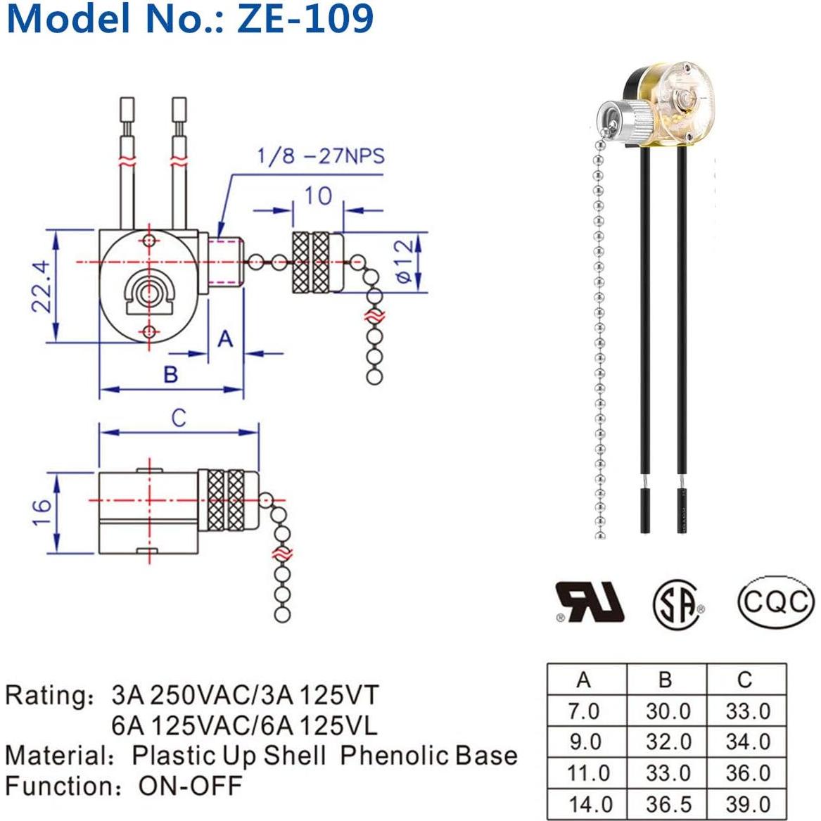Interruptor de Ventilador de Techo Zing Ear ZE-109 Níquel - 2 Piezas