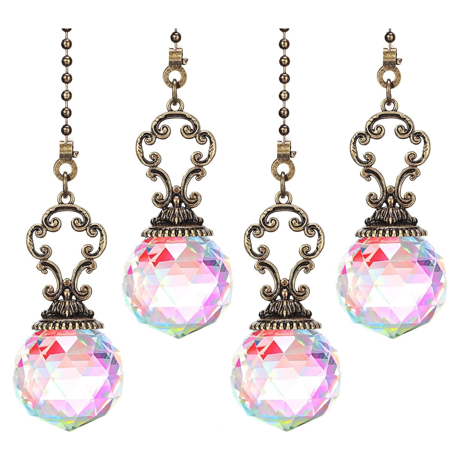 Cadenas de Tirar Vintage Honoson 4 Piezas con Prisma de Cristal