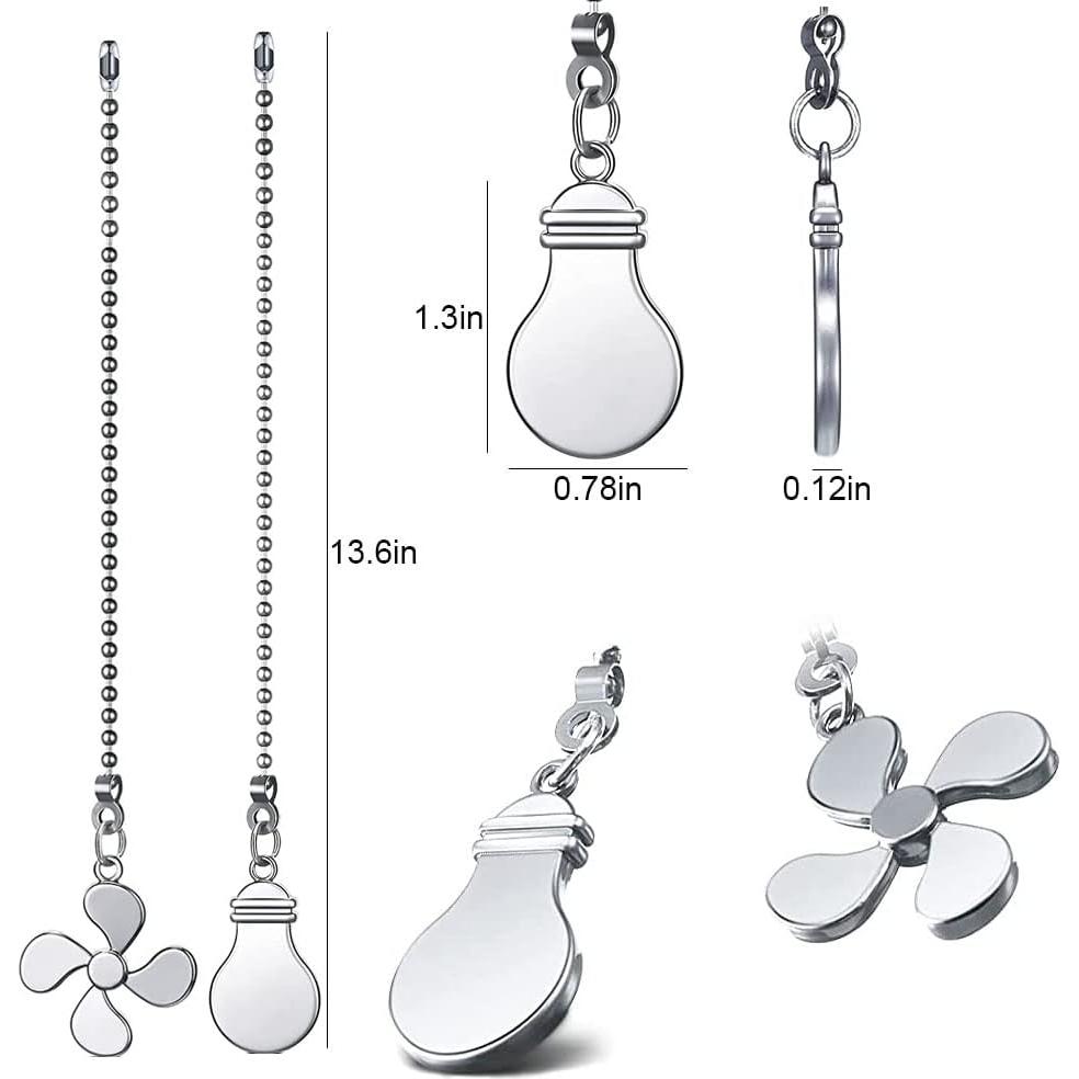 2 Cadenas de Tirar para Ventilador de Techo Dotlite 30cm Plata