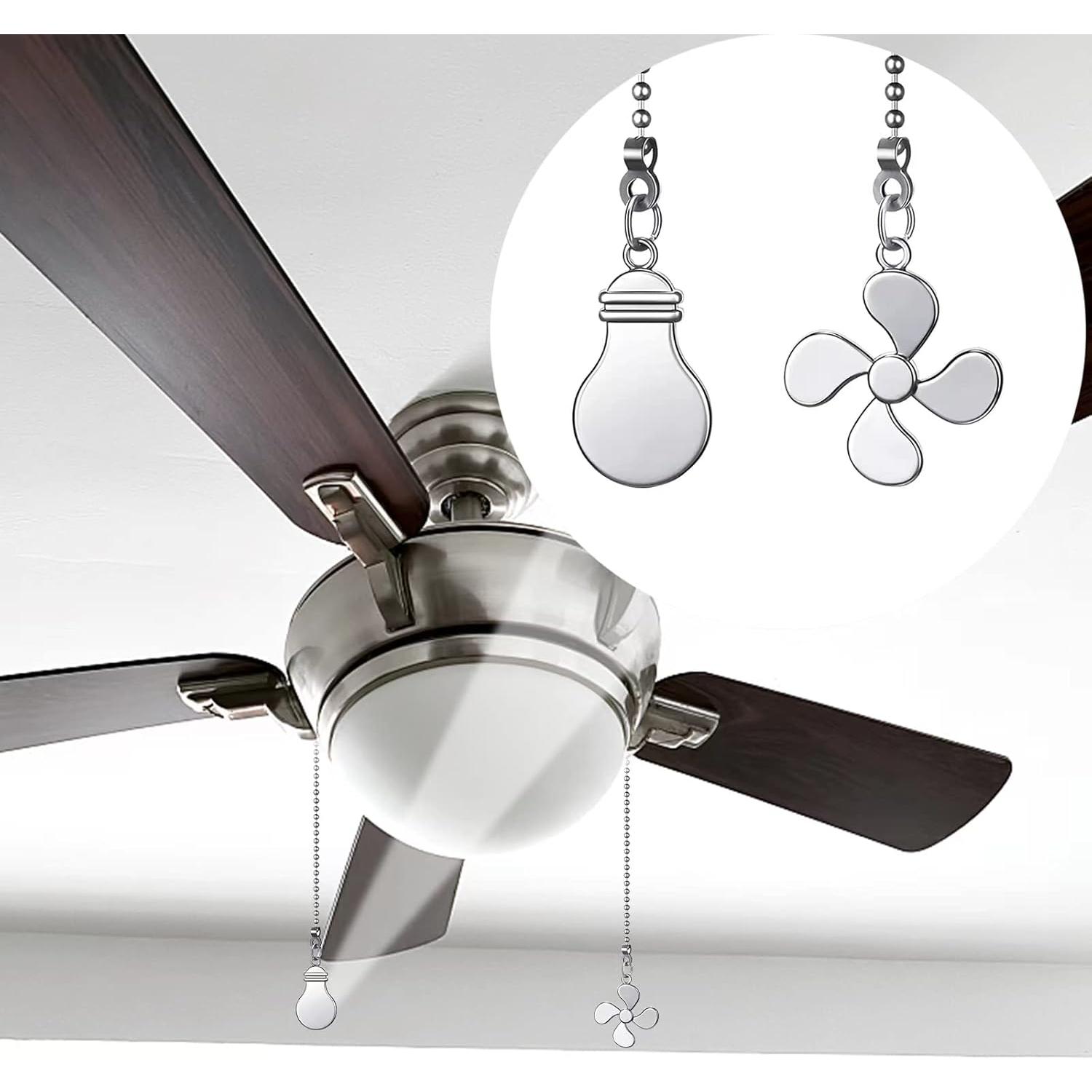 2 Cadenas de Tirar para Ventilador de Techo Dotlite 30cm Plata