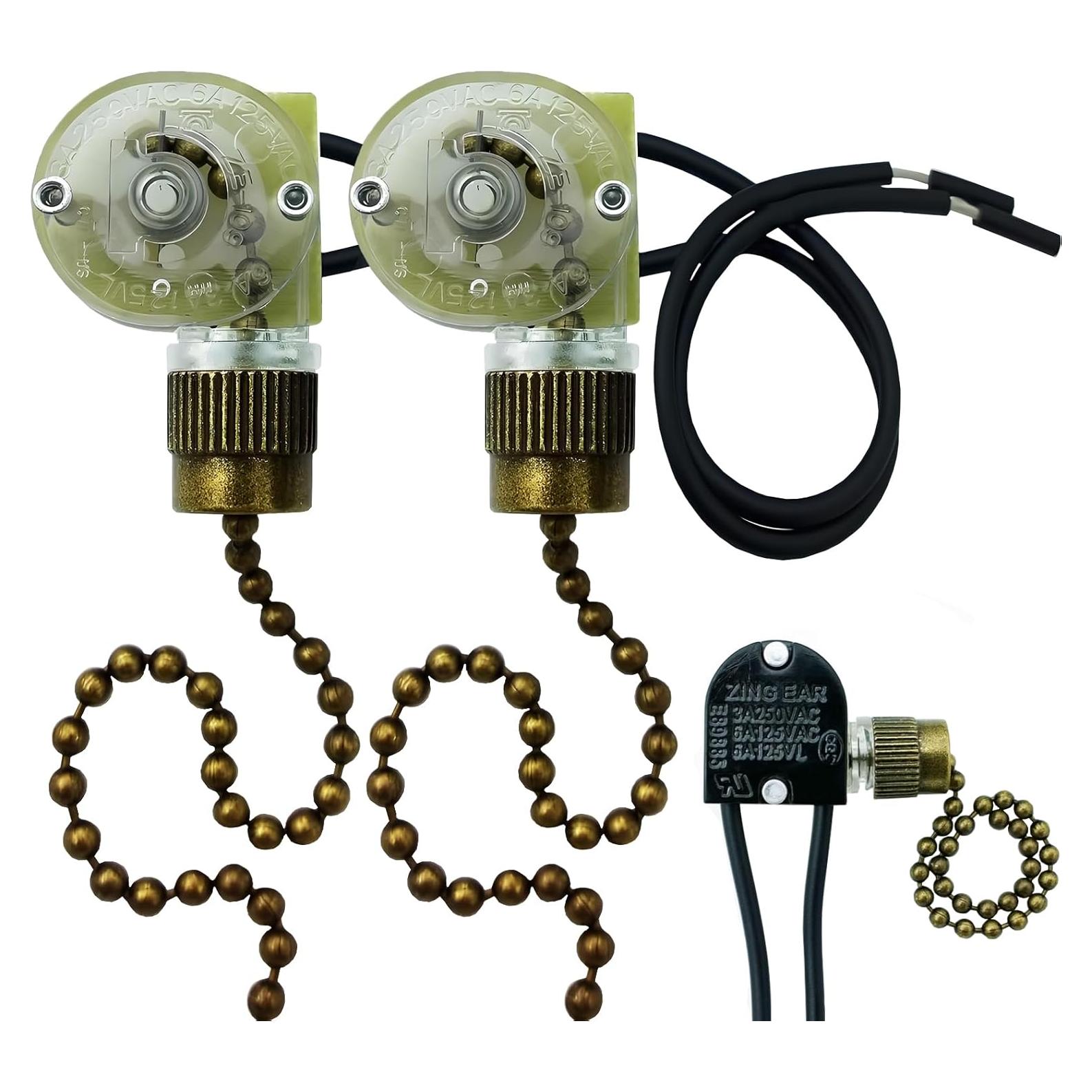 Interruptores de Cadena Zing Ear ZE-109 para Ventilador de Techo - Paquete de 2