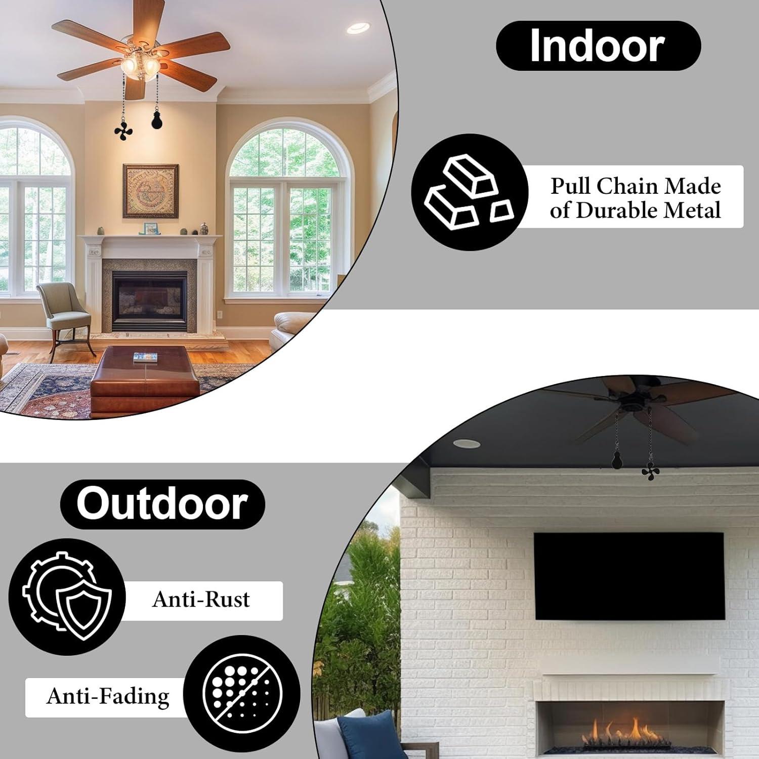 Extensor de Cadena de Ventilador de Techo KALIONE 4 Pcs Negro