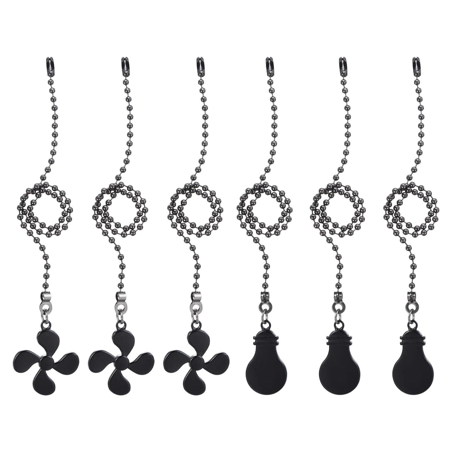 Extensión Cadena Tirar Ventilador Techo UXCELL 6 Piezas Negro