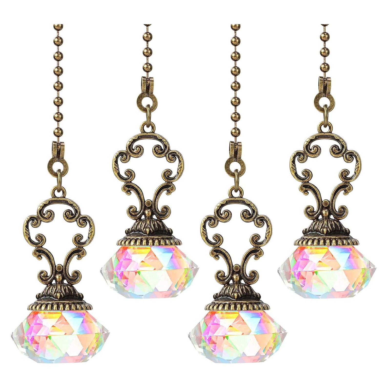 Cadenas de Tirar de Ventilador de Techo Honoson 4 Piezas Cristal