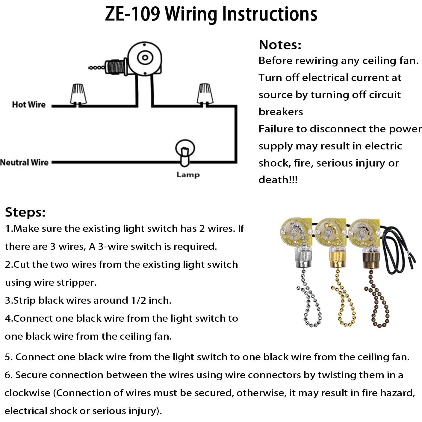 Interruptor de Ventilador de Techo Zing Ear ZE-109 Bronce