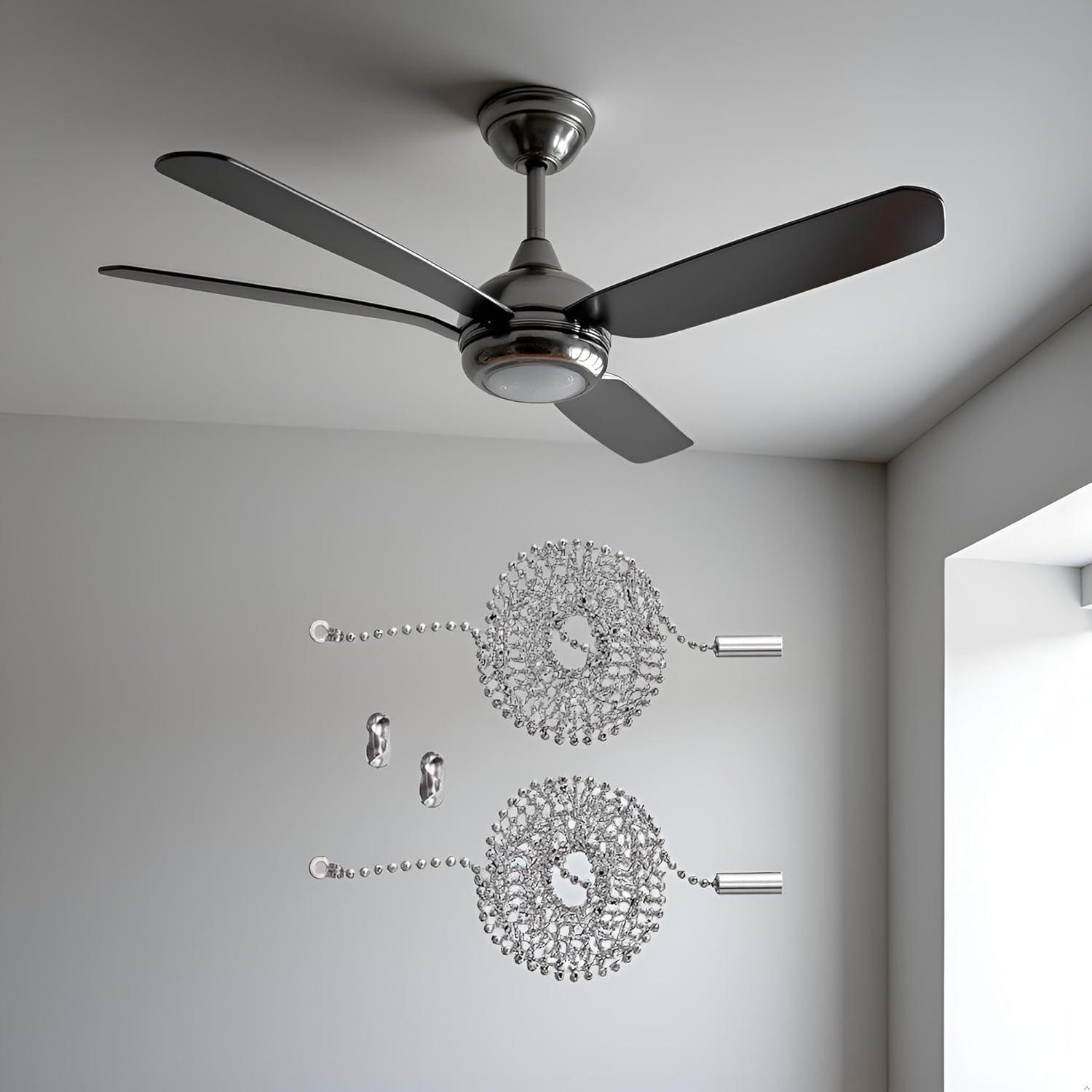 Cadenas de Tirar de Ventilador de Techo Plateadas Pxiryanlow - 2 Pcs, 1.0 m