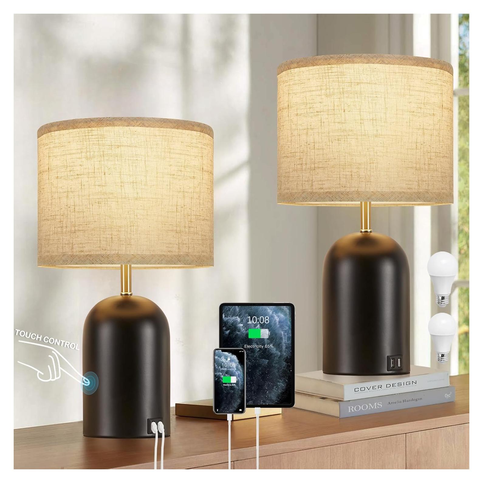 Lámpara de Mesa RAYINIGHT 45.72 cm con Carga USB Dual