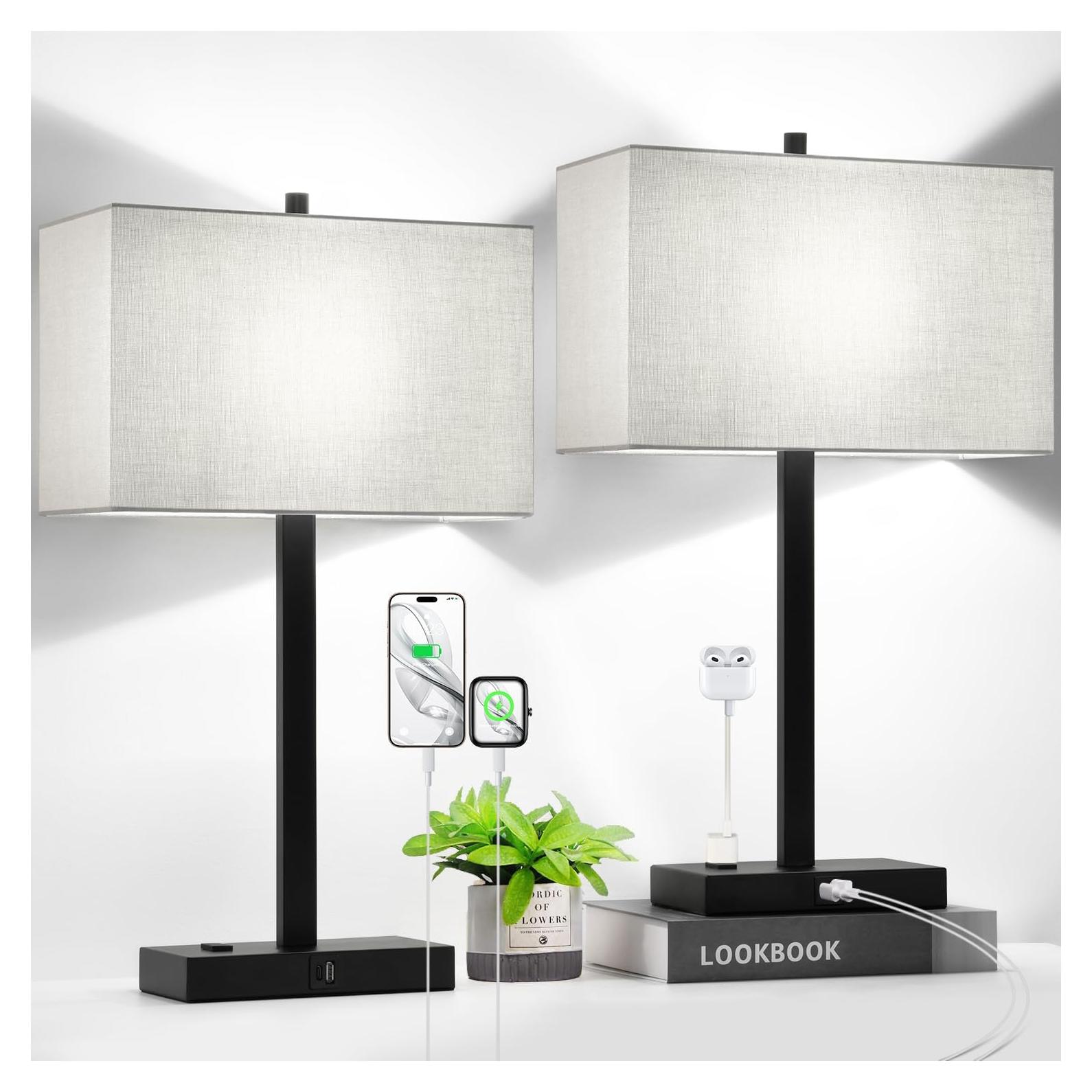 Juego de 2 Lámparas de Mesa Táctiles Lynnoland 53cm USB