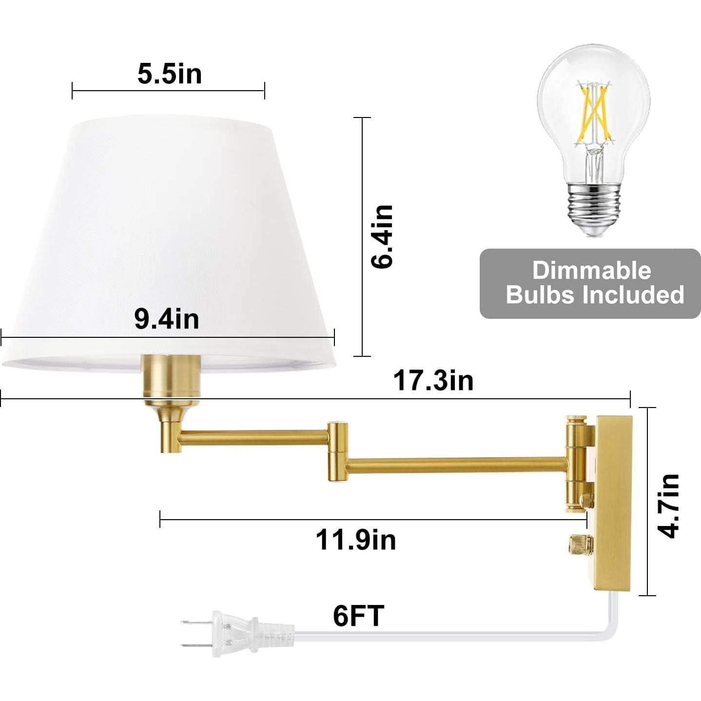 Aplique de pared TRLIFE con 2 bombillas LED regulables 6W