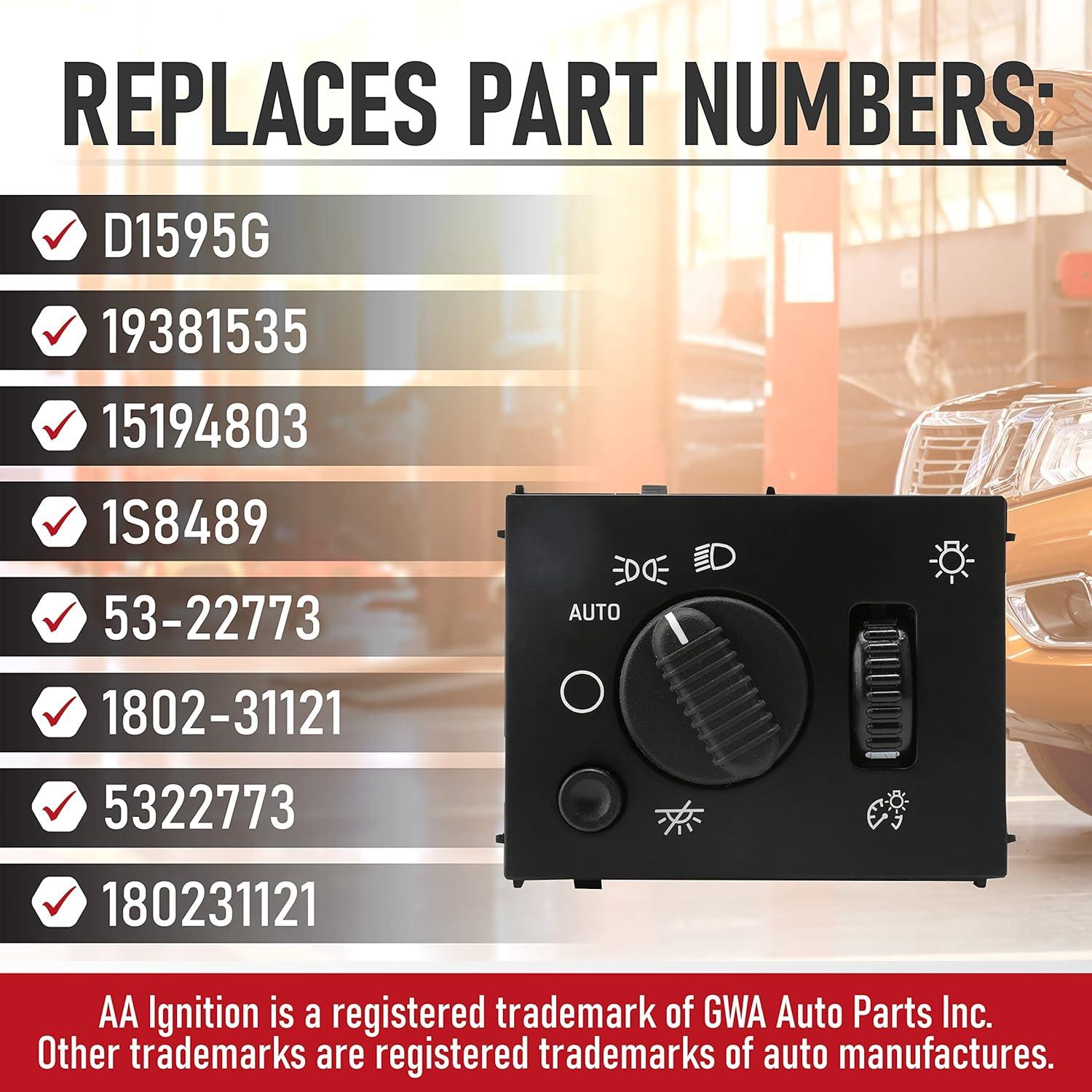 Interruptor de faros AA Ignition D1595G para Chevy GMC Hummer