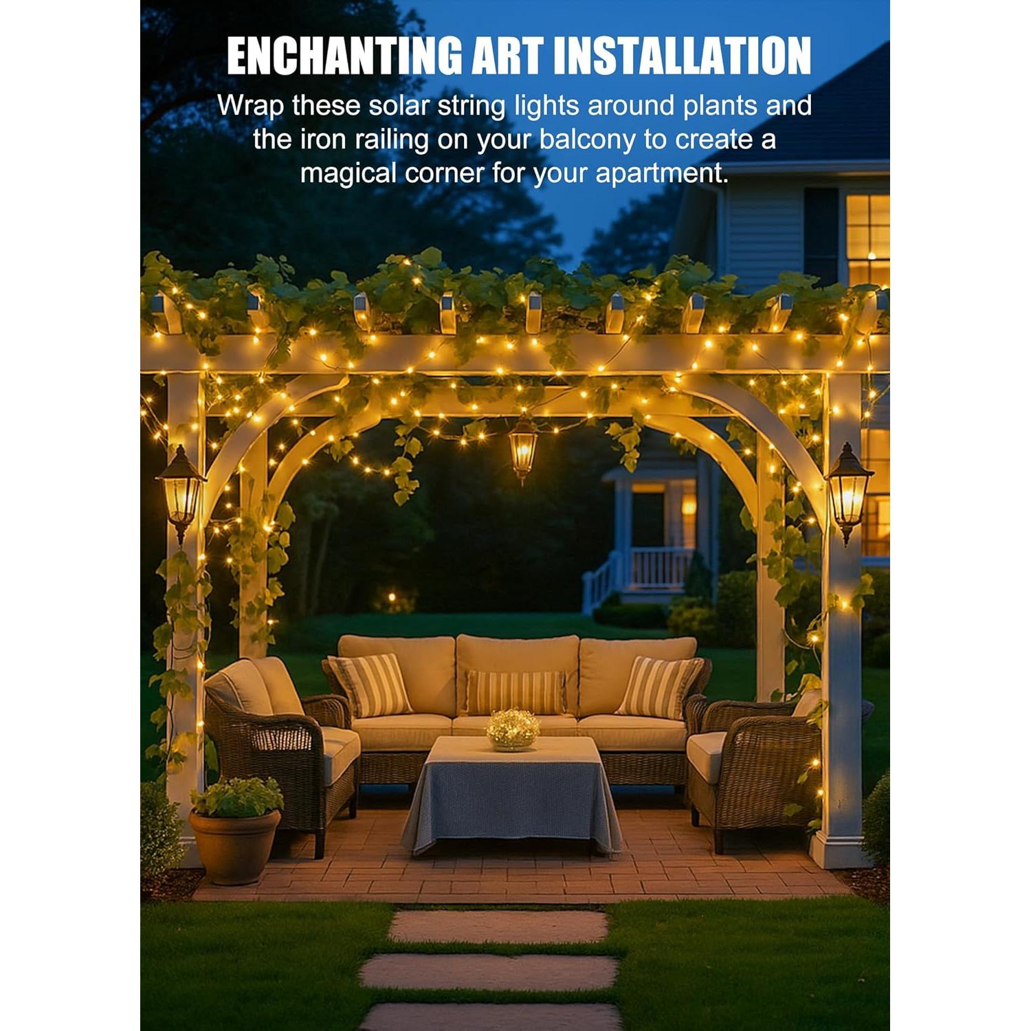 Luces de Cadena Solares Minetom 10m 100 LED Blanco Cálido