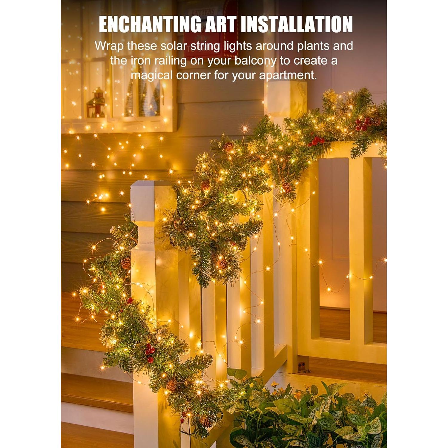 Luces de Cadena Solares Minetom 10m 100 LED Blanco Cálido