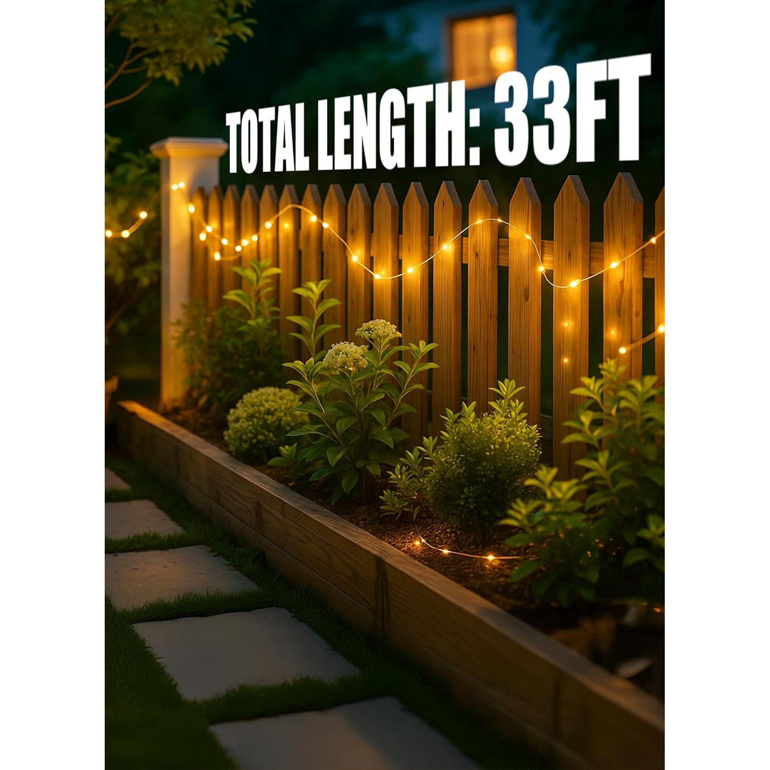 Luces de Cadena Solares Minetom 10m 100 LED Blanco Cálido