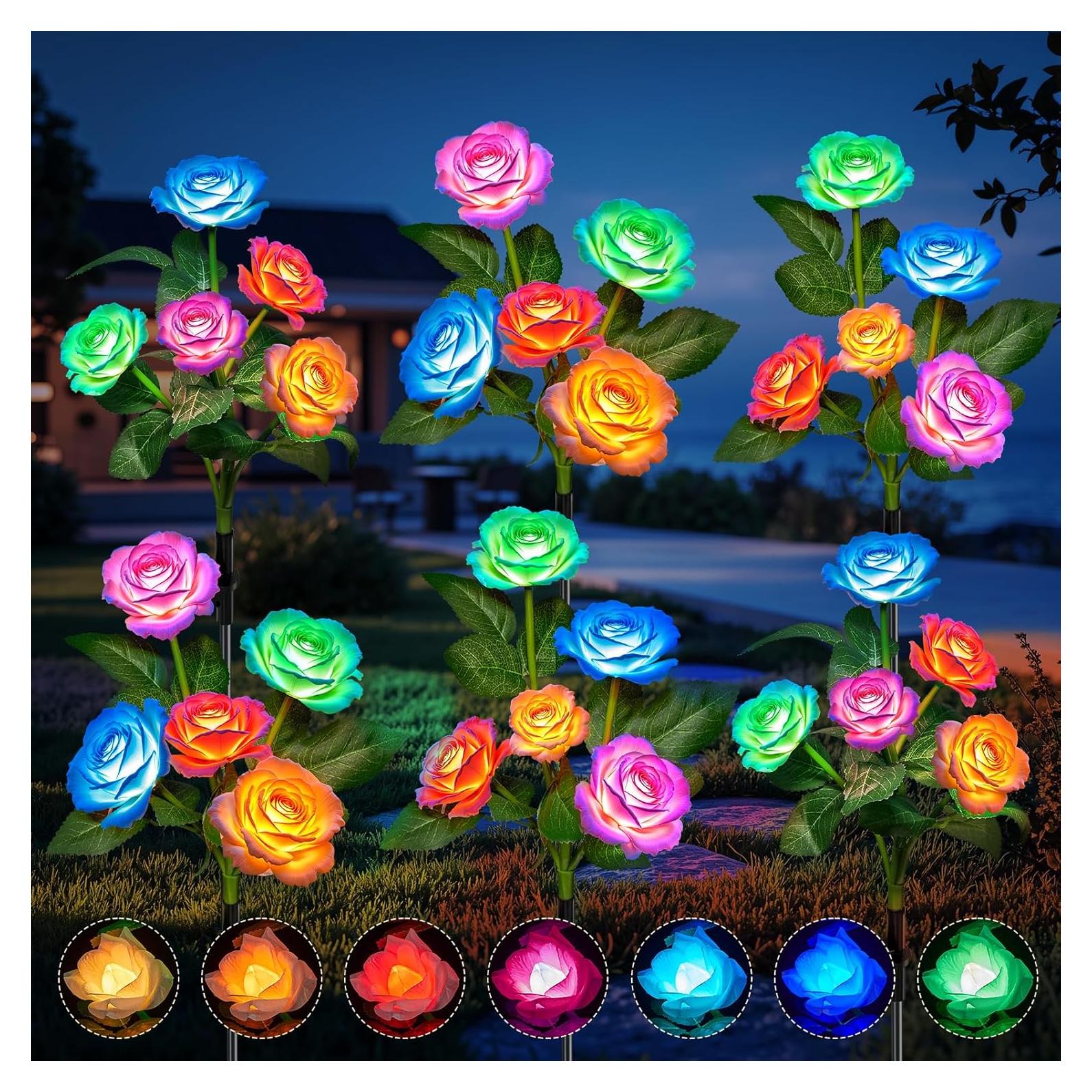 Luces de Jardín Solares WdtPro 6 Paquete Rosa LED Impermeables