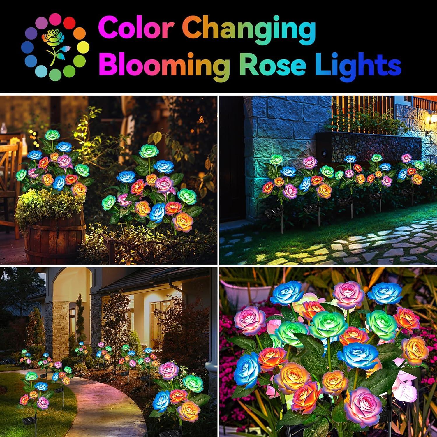 Luces de Jardín Solares WdtPro 6 Paquete Rosa LED Impermeables