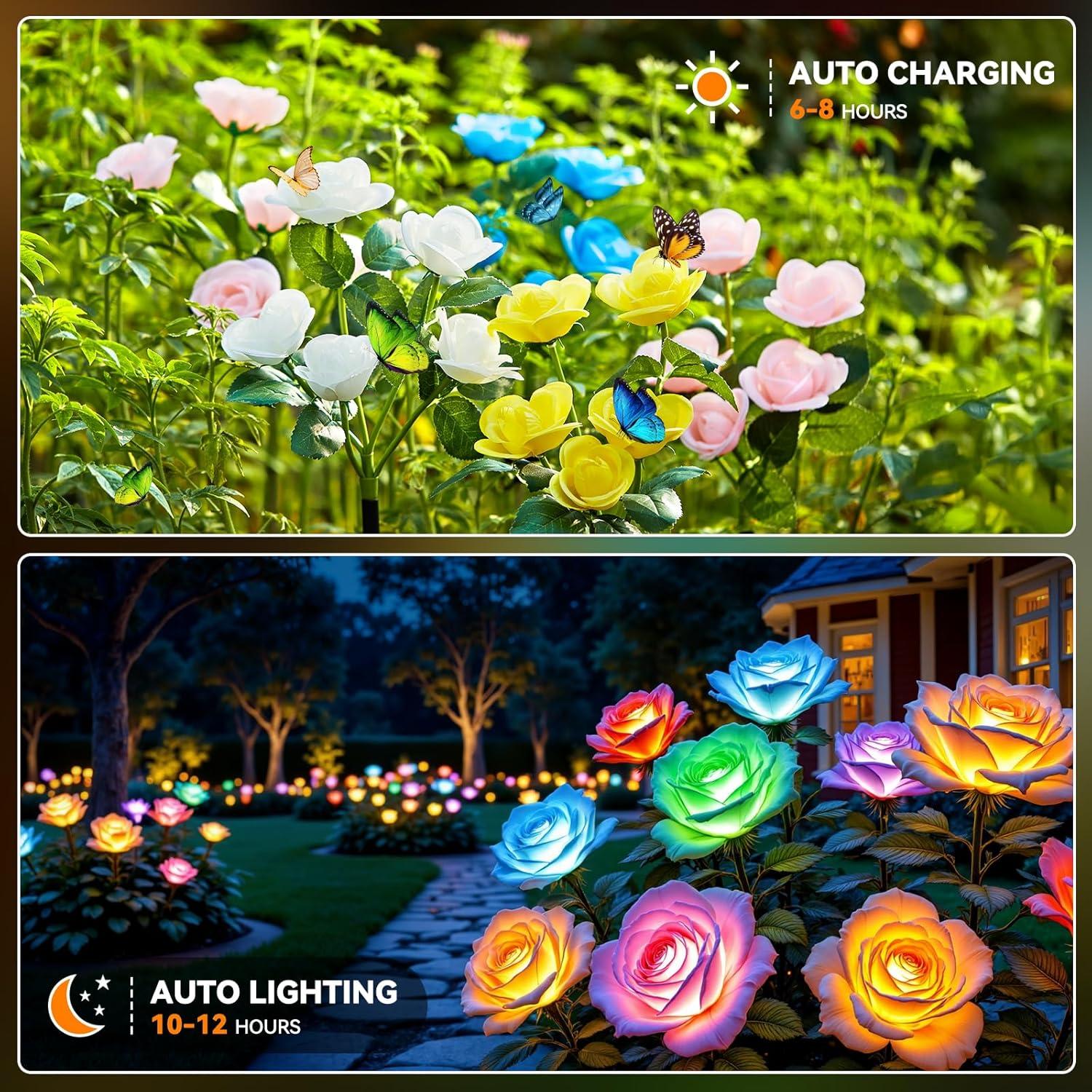 Luces de Jardín Solares WdtPro 6 Paquete Rosa LED Impermeables