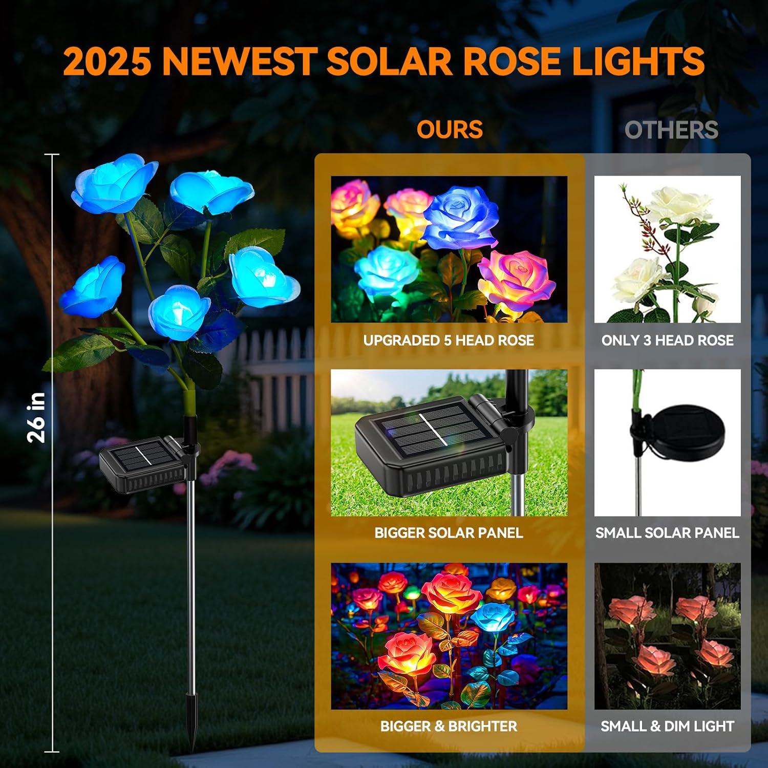 Luces de Jardín Solares WdtPro 6 Paquete Rosa LED Impermeables