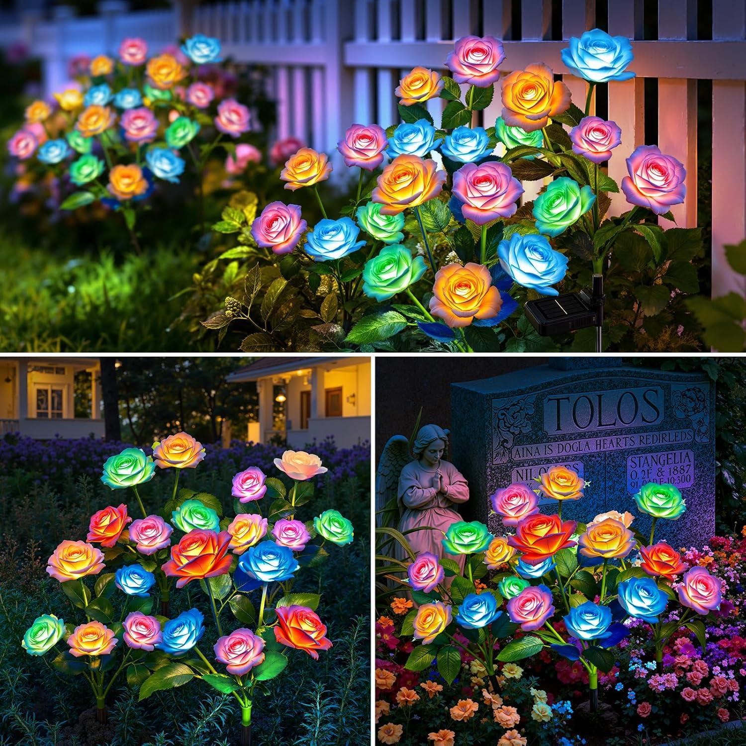 Luces de Jardín Solares WdtPro 6 Paquete Rosa LED Impermeables