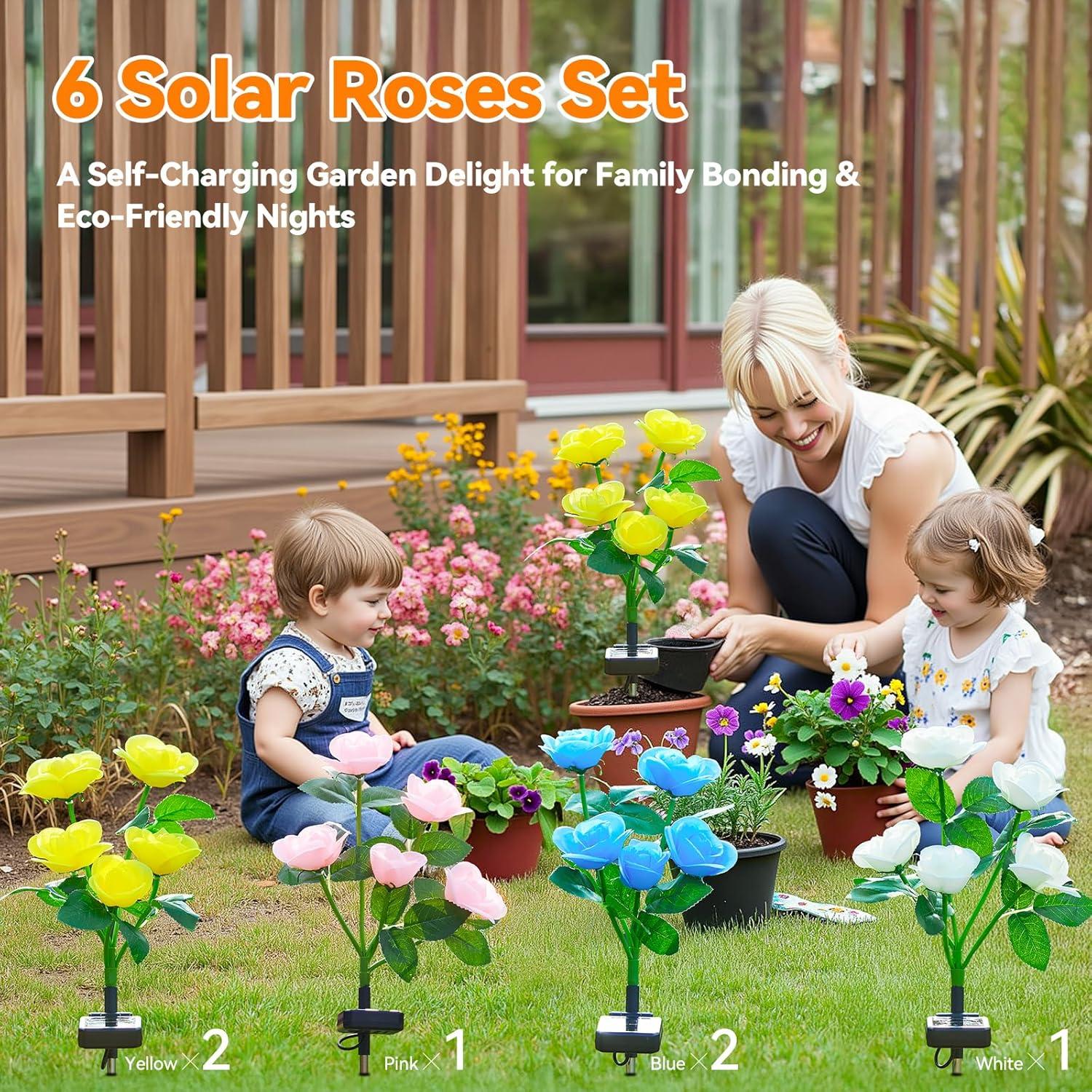 Luces de Jardín Solares WdtPro 6 Paquete Rosa LED Impermeables