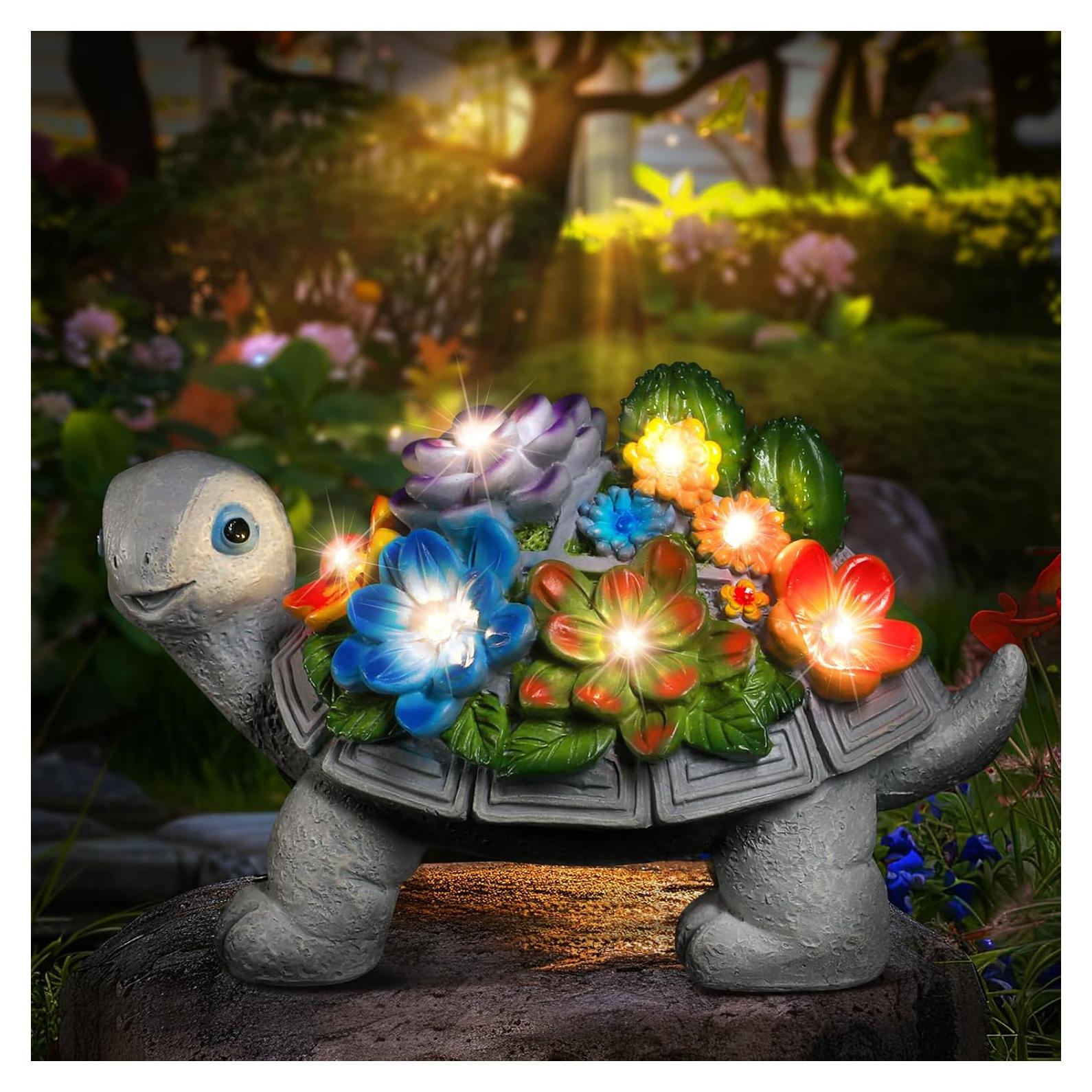 Estatua de Tortuga Solar Linkax para Jardín 19.1cm