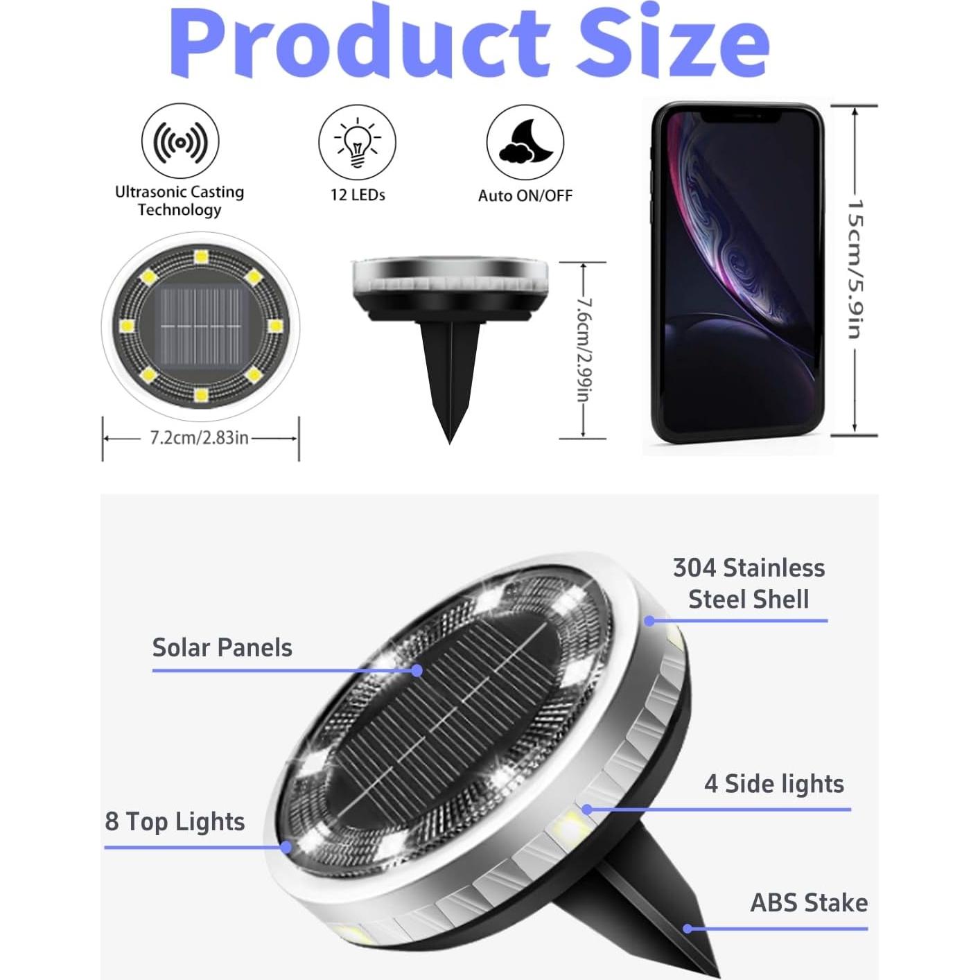 Luces Solares de Suelo SenLuKit 12 Unidades IP65 Blanco Frío