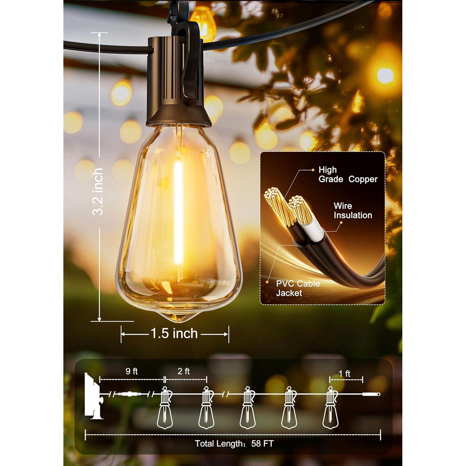 Luces de Cadena Solares Brightown 17.7m LED Irrompibles con Control Remoto