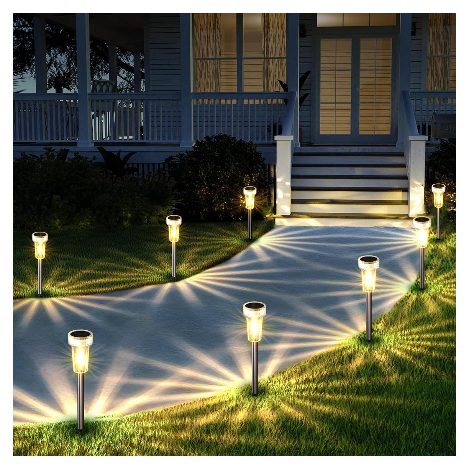 Luces Solares de Jardín Mancra, Paquete de 8, 2700K Blanco Cálido