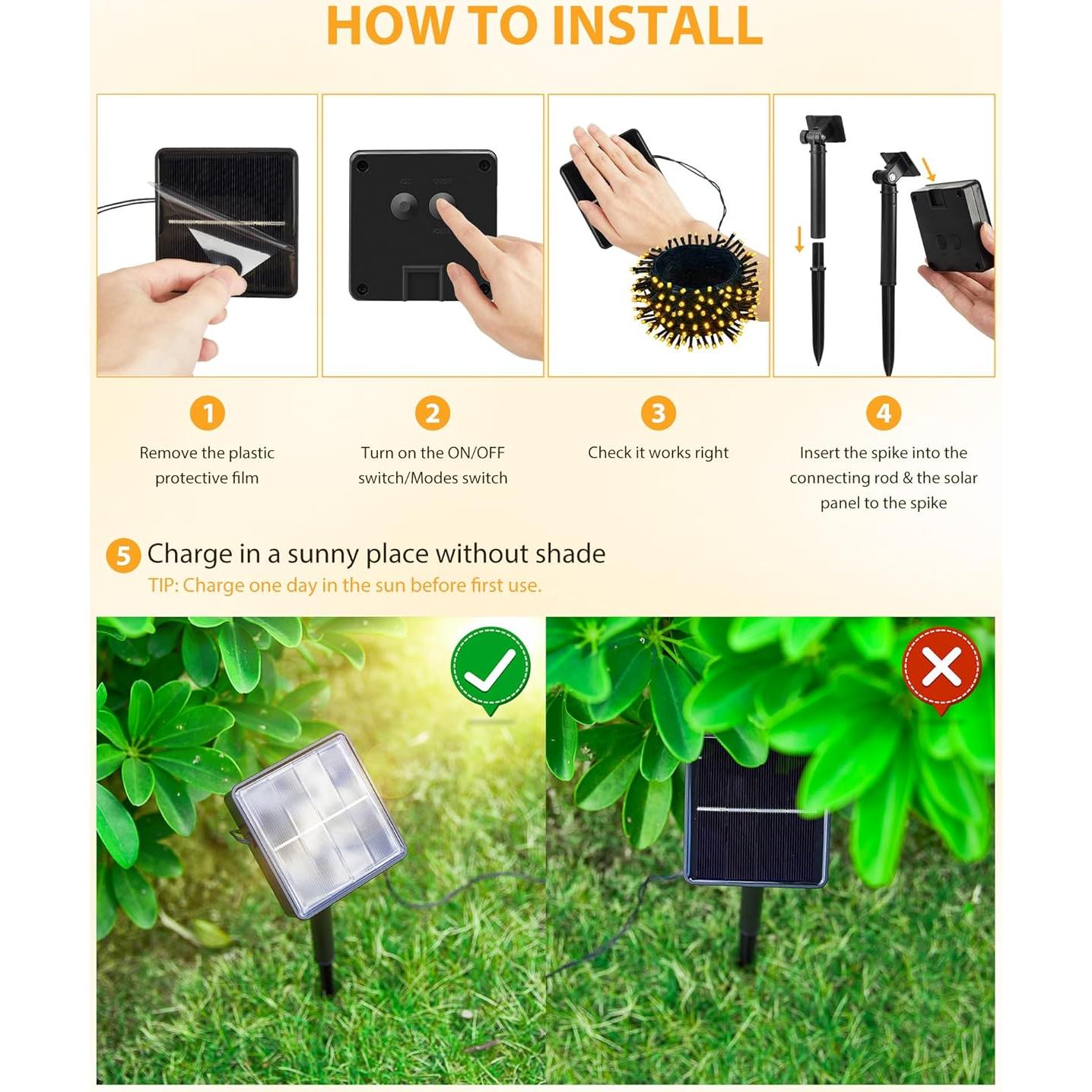 Luces de Cadena Solares Brightown 28m 240 LED IP65 Exterior