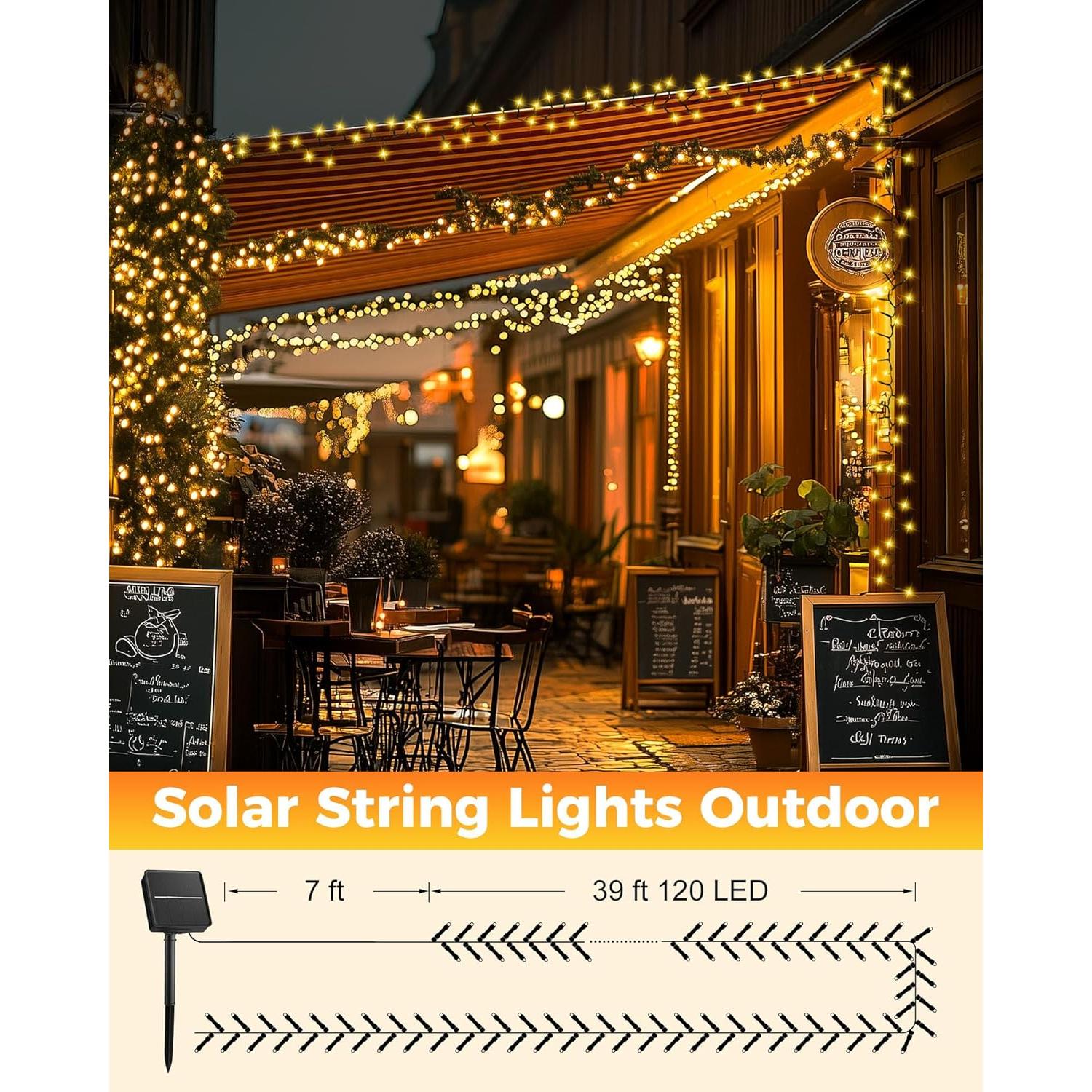 Luces de Cadena Solares Brightown 28m 240 LED IP65 Exterior