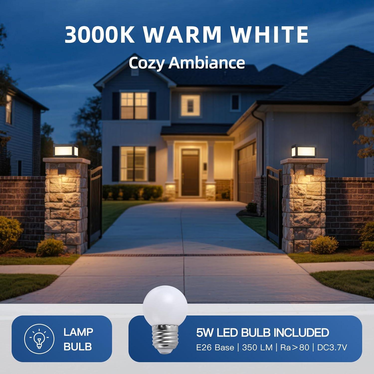 Lámpara de Poste Solar ZRJJMLAN 25cm LED 3000K Impermeable