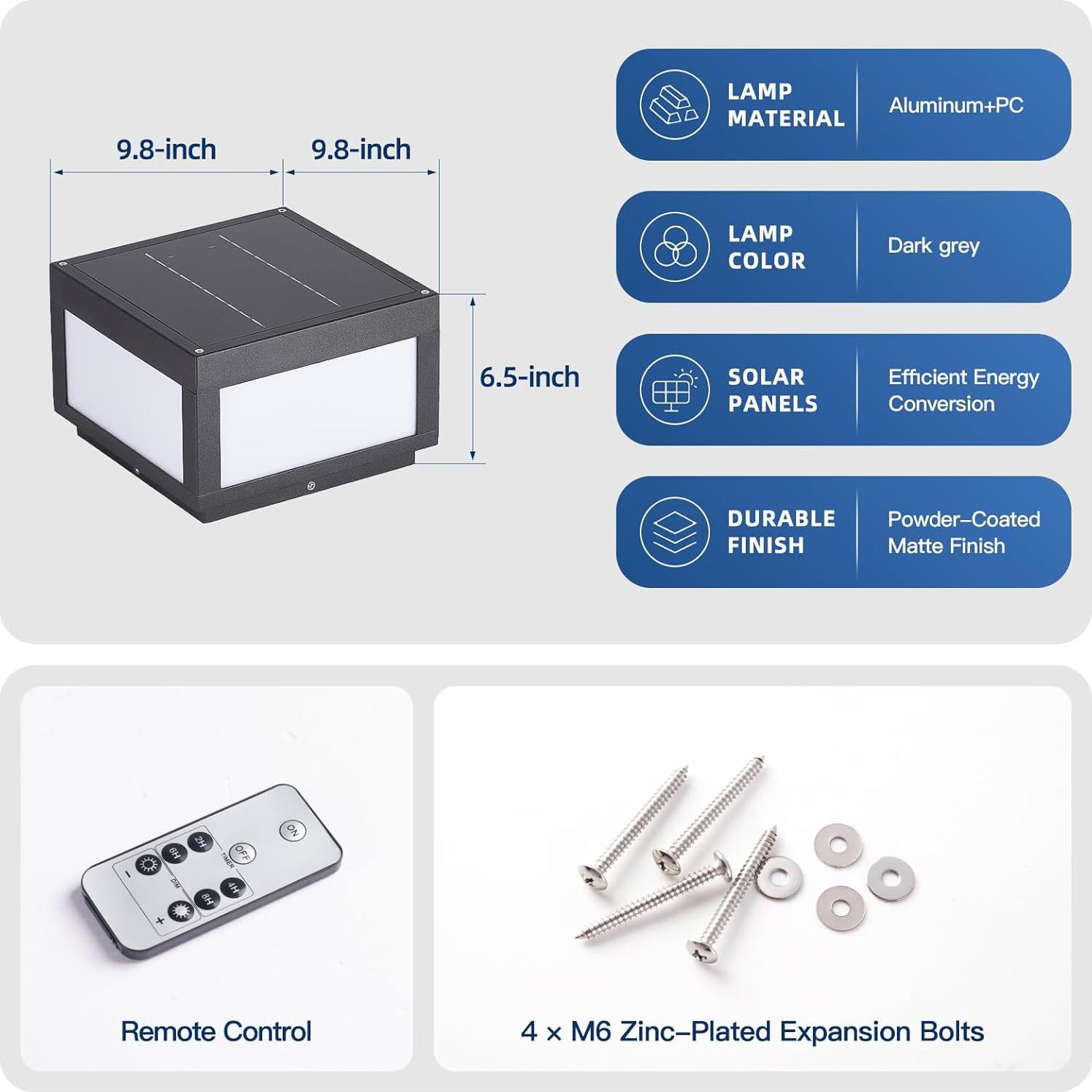Lámpara de Poste Solar ZRJJMLAN 25cm LED 3000K Impermeable