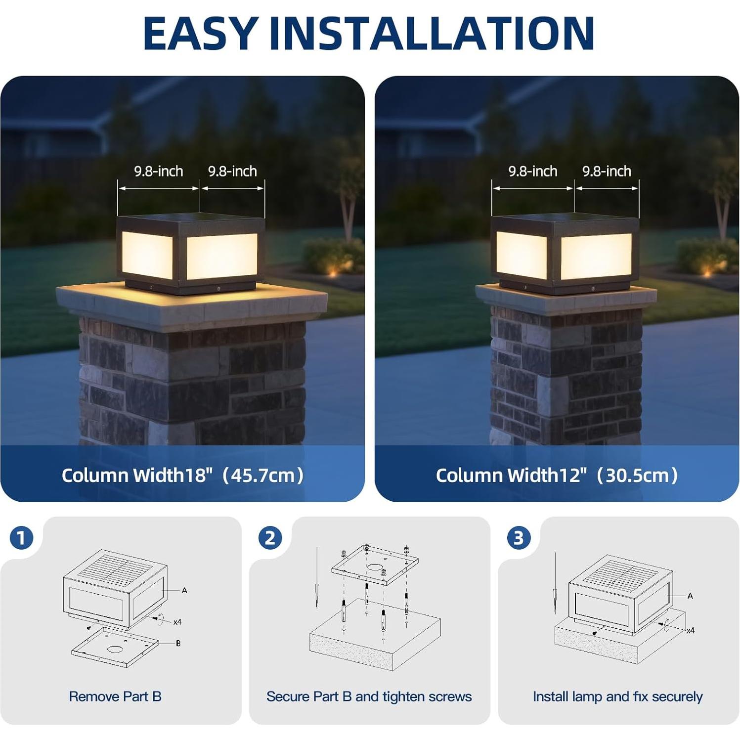 Lámpara de Poste Solar ZRJJMLAN 25cm LED 3000K Impermeable