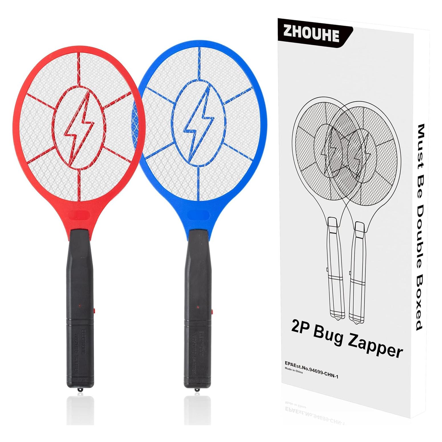 Paquete de 2 Raquetas Eléctricas Zapper ZhouHe para Moscas