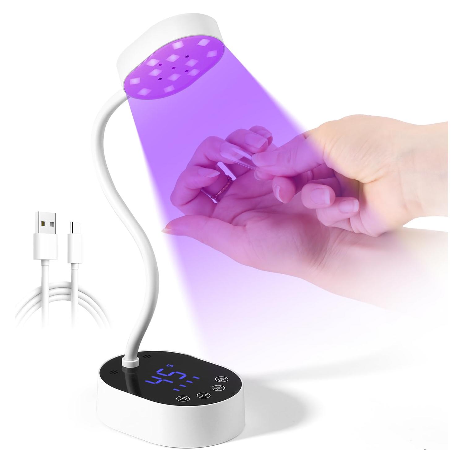 Lámpara UV LED AORAEM Recargable 36W Cuello de Ganso Blanca