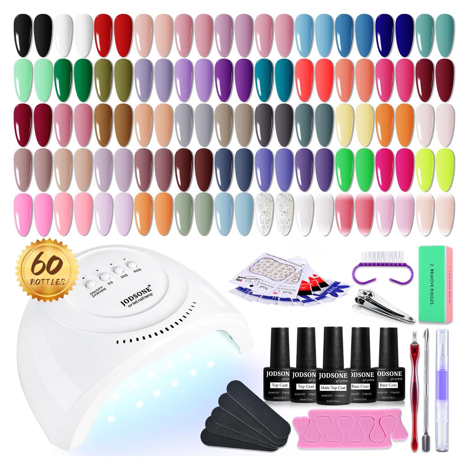 Kit de Esmalte de Uñas JODSONE 60 PCS con Luz UV y Base