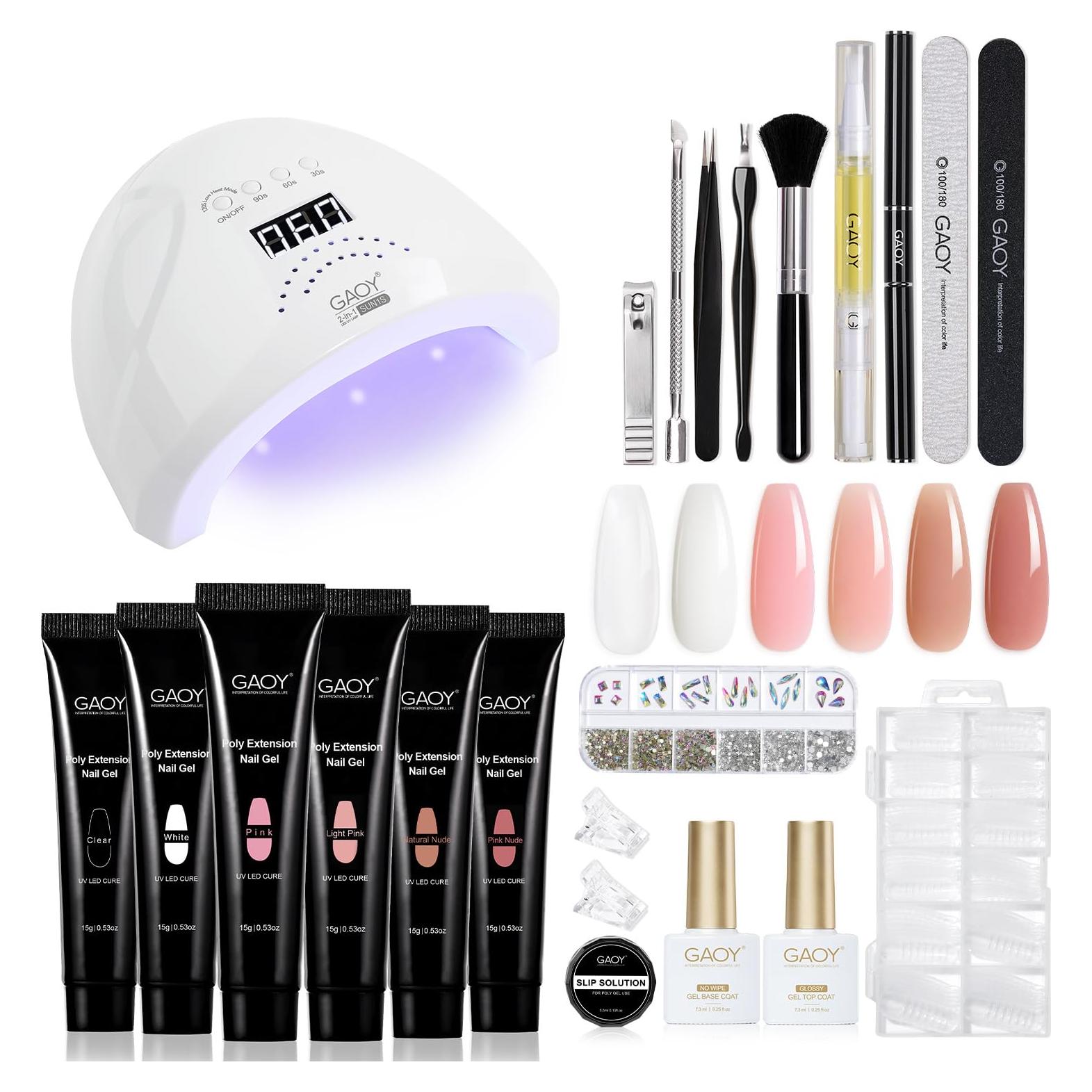 Kit de Uñas de Gel GAOY con Lámpara UV y 6 Colores 15g