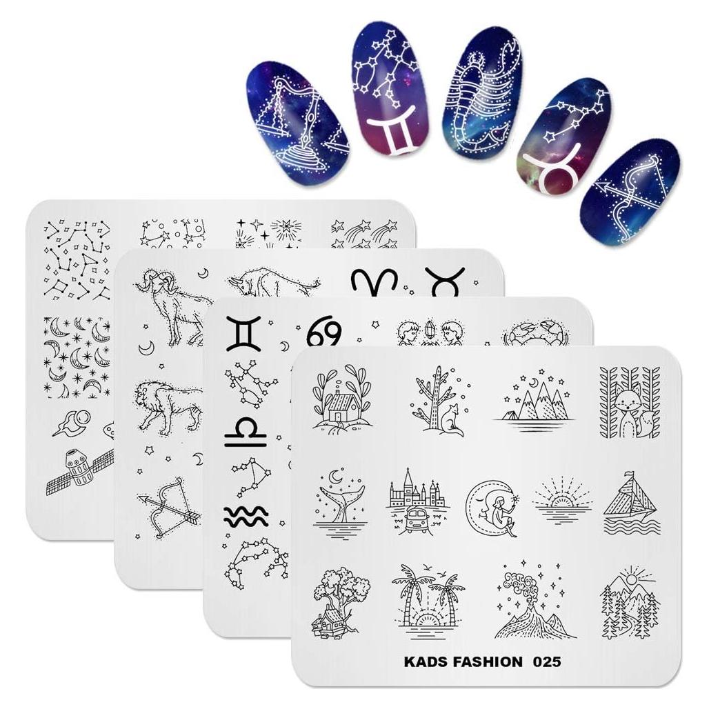 Placa de Estampado de Uñas KADS Cielo Nocturno 8x7cm